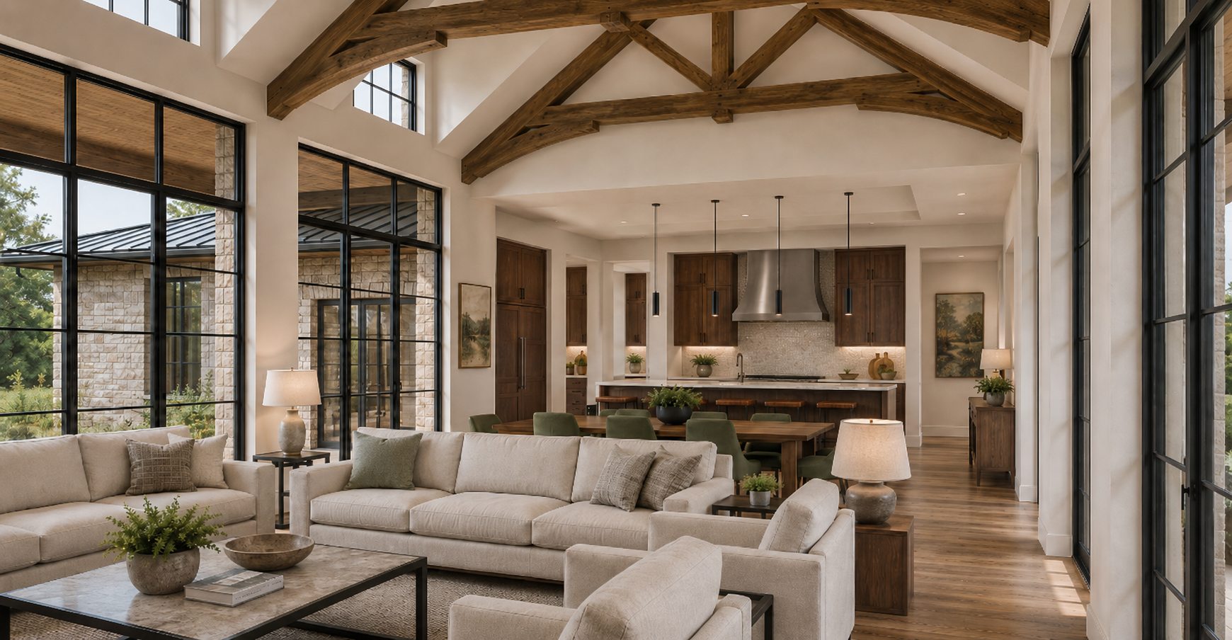 Living and kitchen rendering at 8211 Valerio